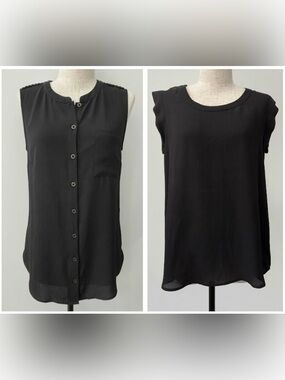 lot of 2 black blouses sleeveless Bellatrix + cap sleeve  Pleione EUC - size S/